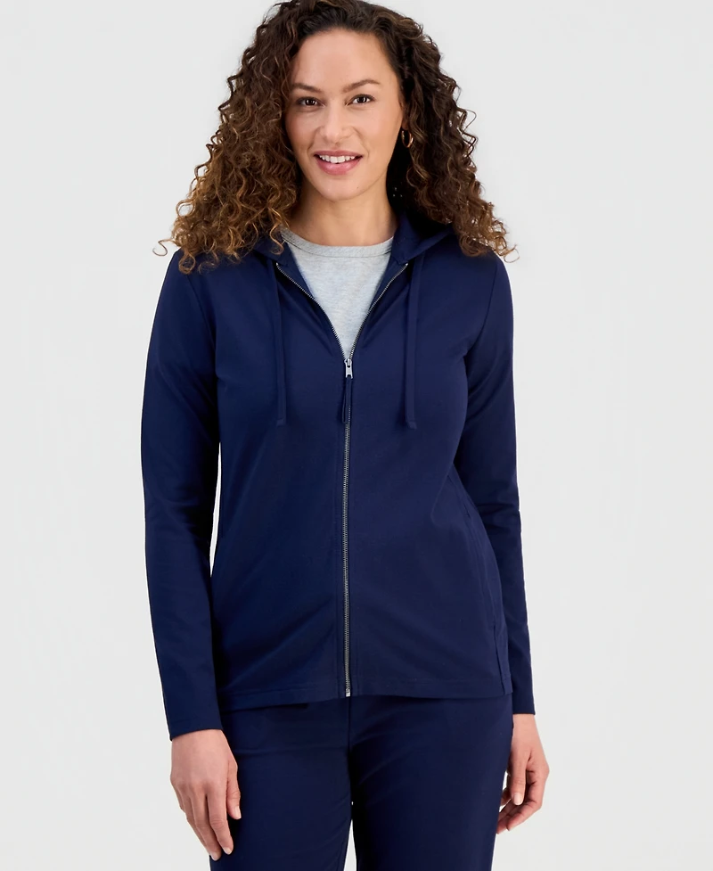 Style & Co Petite Zip-Front Long-Sleeve Hoodie, Created for Macy's