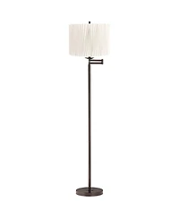 360 Lighting Gabrielle Modern 60 1/2 Tall Standing Floor Lamp Adjustable Swing Arm Brown Metal Bronze Finish Pleated Diamond Shade