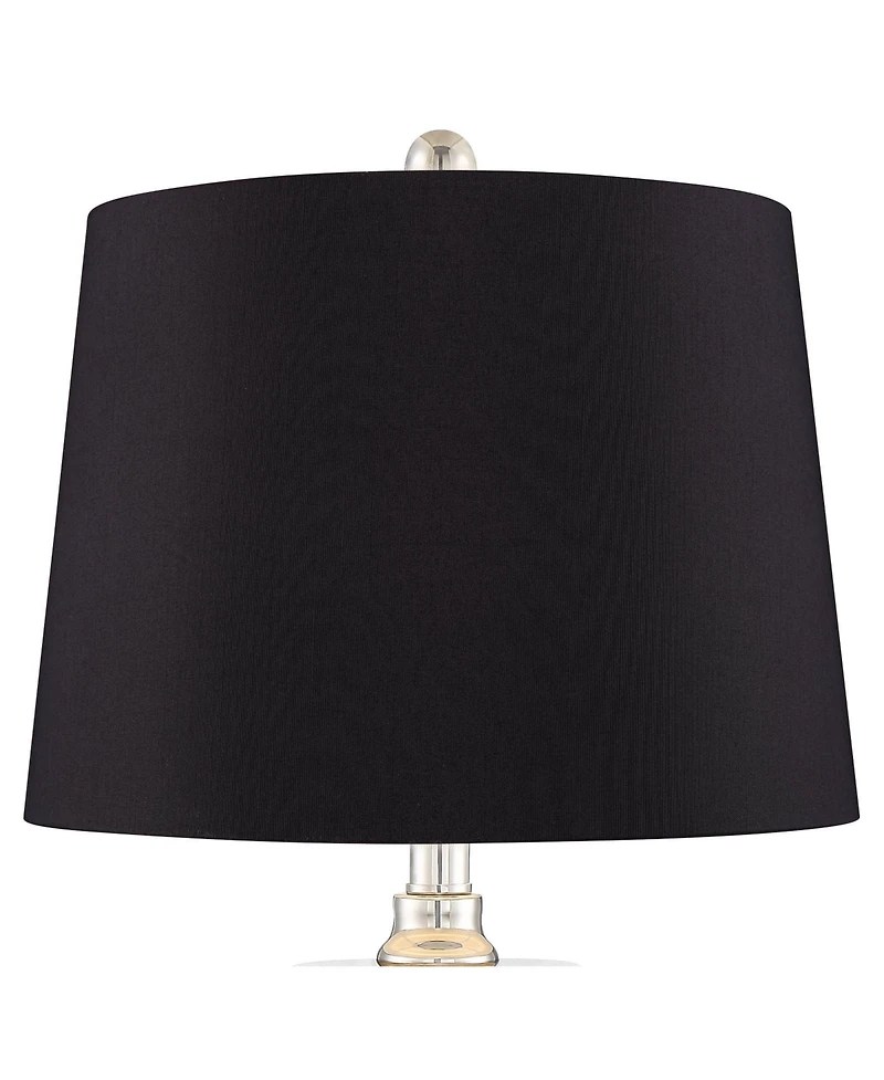 Regency Hill Luca Modern Table Lamps 25 1/2" High Set of 2 Clear Glass with Usb Charging Port Faux Silk Shade for Bedroom Living Room Home Desk