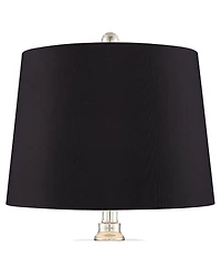 Regency Hill Luca Modern Table Lamps 25 1/2" High Set of 2 Clear Glass with Usb Charging Port Faux Silk Shade for Bedroom Living Room Home Desk