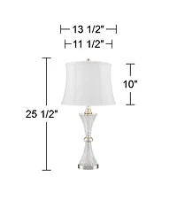 Regency Hill Luca Modern Table Lamps 25 1/2" High Set of 2 Clear Glass Chrome with Usb Charging Port Cream Drum Shade for Bedroom Living Room Desk
