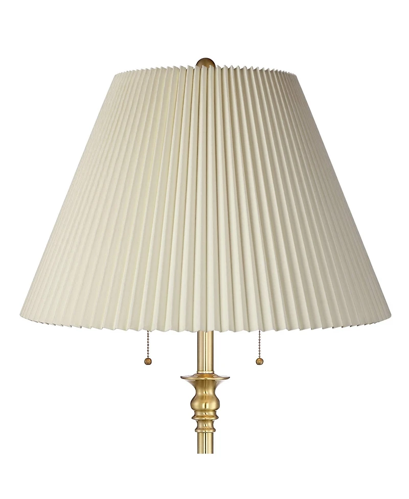 360 Lighting Spenser Retro Art Deco " Tall Floor Lamp Brushed Antique Fabric Pleated Empire Shade for Living Room Bedroom