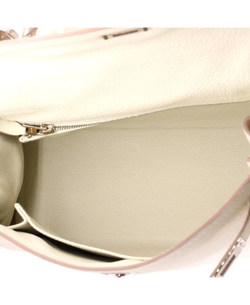 Pre-Owned HERMES Kelly Handbag Light Togo with Palladium Hardware