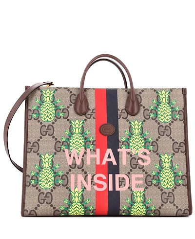 Pre-Owned Gucci Medium Interlocking G Patch Convertible Tote Printed Jumbo Gg Coated Canvas