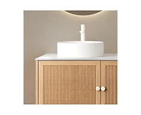 Busdays Munin 16'' Bathroom Sink, Round Vessel Ceramic Basin without Faucet, No Cabinet, White