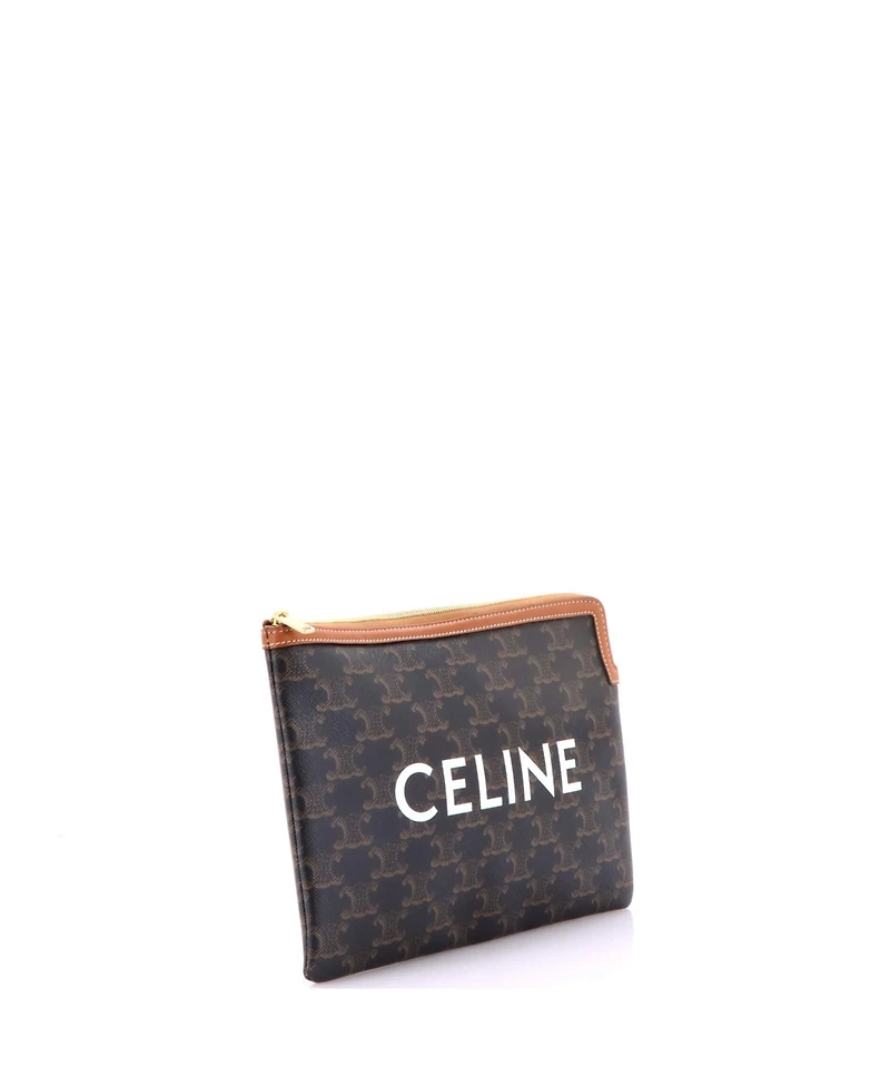 Pre-Owned Celine Small Zip Pouch Triomphe Coated Canvas