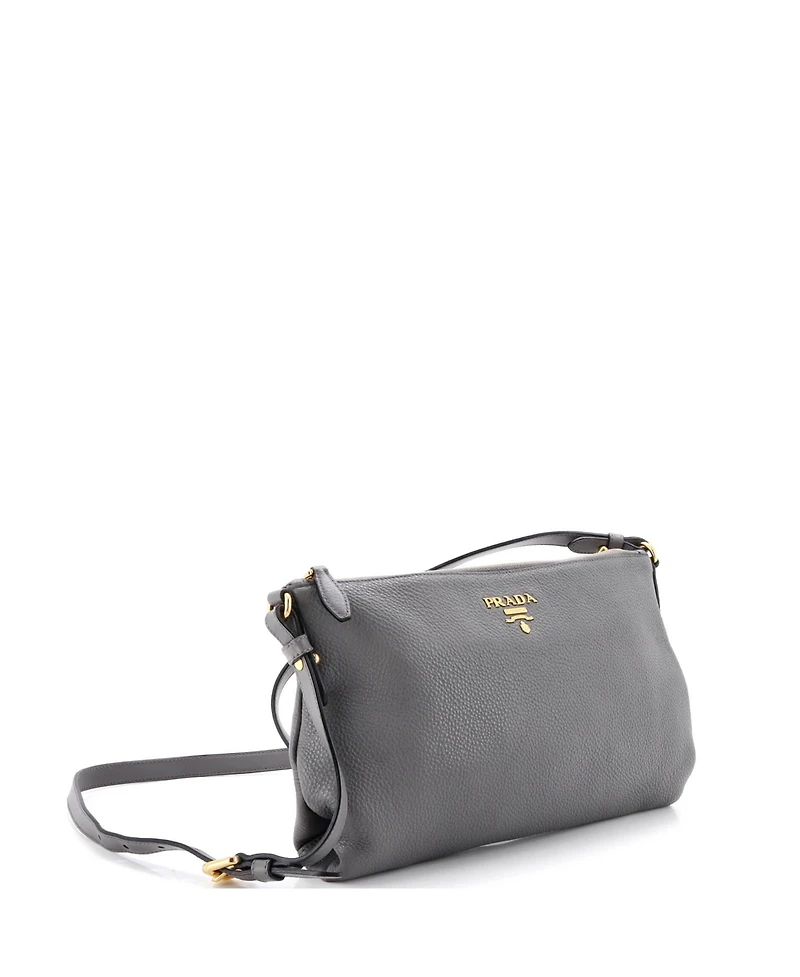 Pre-Owned Prada Mini Flat Zip Crossbody Bag Vitello Daino