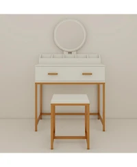 Flynama Elegant Modern Wooden Nightstand with Storage Space Natural Finish Bedside Table for Bedroom Living Room