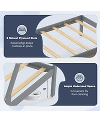Gouun Twin Size Wooden Tent Platform House Bed with 2 Drawers