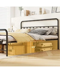 Gouun King Size Bed Frame with Headboard and Under Bed Storage