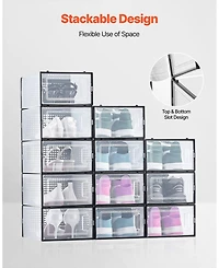 Gouun 12-Pack Clear Stackable Shoe Storage Boxes