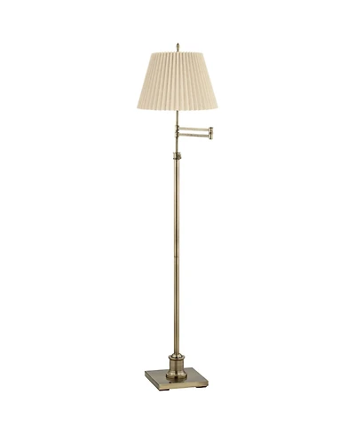 360 Lighting Westbury Modern 70" Tall Standing Floor Lamp Adjustable Swing Arm Height Pleated Fabric Lamp