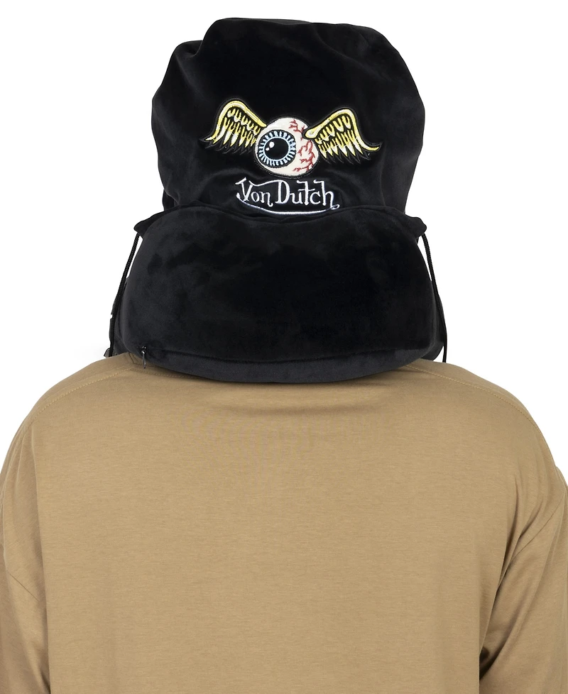 Von Dutch Eyeconic Hooded Ergonomic Memory Foam 5" Travel Neck Pillow