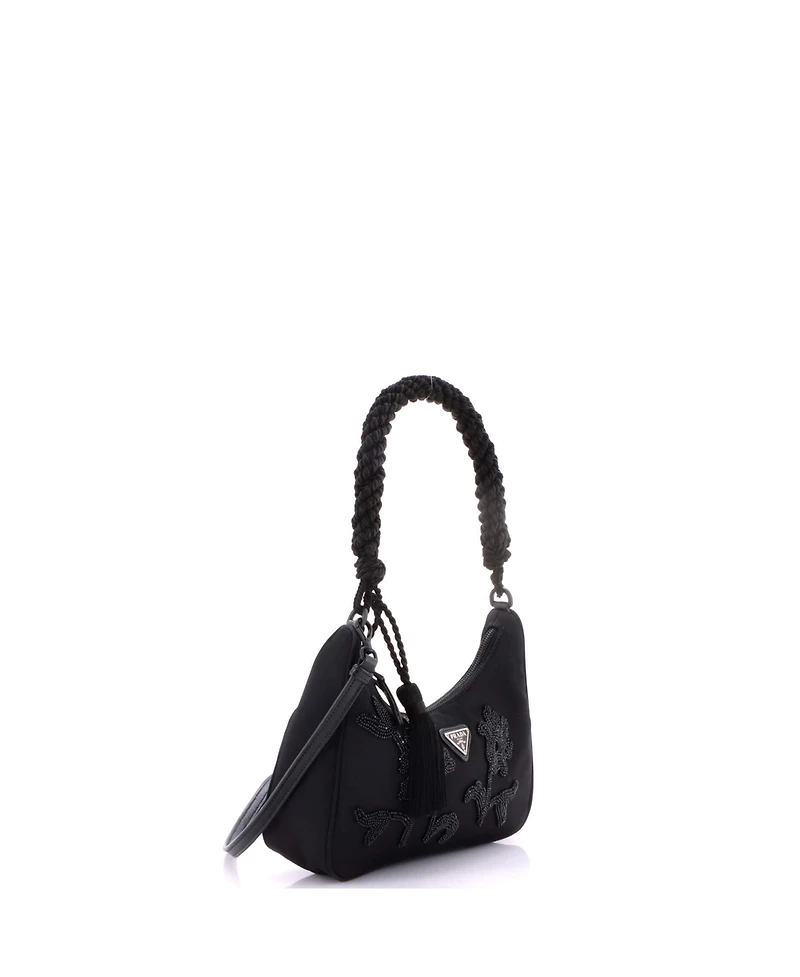 Pre-Owned Prada Small Re-Edition Shoulder Bag Embellished Tessuto
