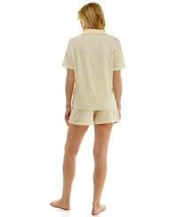 Roudelain Women's Collared Top and Pull-On Shorts, 2-Piece Set