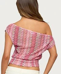 Edikted Women's Taniya Off Shoulder Zigzag Knit Top