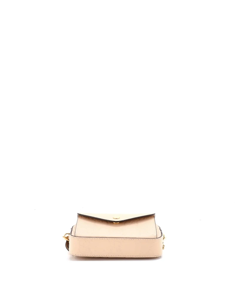 Pre-Owned Gucci Super Mini Front Pocket Chain Shoulder Bag Jumbo Gg Embossed Leather