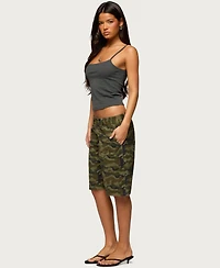 Edikted Women's Camo Denim Low Rise Bermuda Shorts