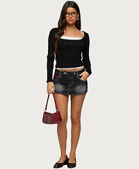 Edikted Women's Joana Layered Lacey Henley Top