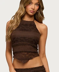 Edikted Women's Zoya Handkerchief Lace Halter Top
