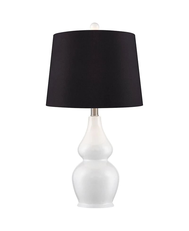 360 Lighting Jane Modern Table Lamps 25" High Set of 2 Ceramic with Faux Silk Drum Shade for Bedroom Living Room Home Bedside Nightstand Office