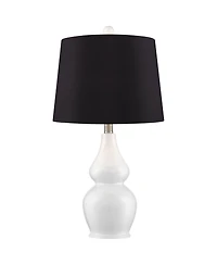 360 Lighting Jane Modern Table Lamps 25" High Set of 2 Ceramic with Faux Silk Drum Shade for Bedroom Living Room Home Bedside Nightstand Office