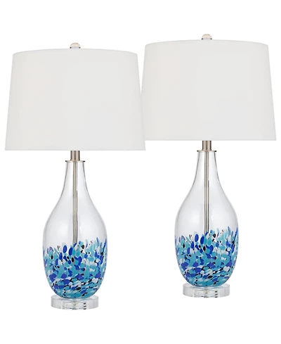 360 Lighting Marnie 27 3/4" Tall Curved Modern Coastal Table Lamps Set of 2 Art Glass Living Room Bedroom (Colors May Vary)