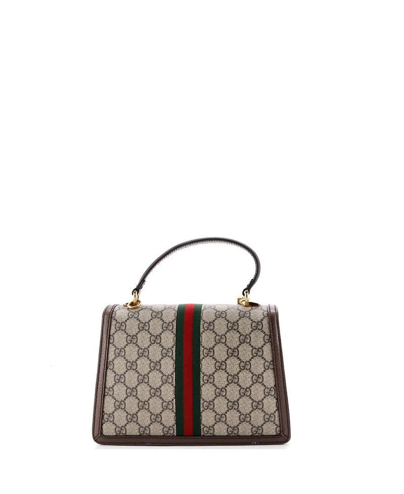 Pre-Owned Gucci Small Ophidia Flap Top Handle Bag Gg Coated Canvas