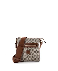 Pre-Owned Gucci Small Interlocking G Patch Zip Messenger Bag Gg Coated Canvas