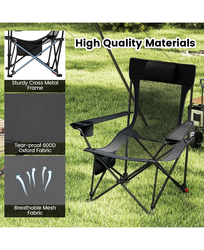 Gymax Camping Lounge Chair w/Detachable Footrest 4-position Backrest Carrying Bag