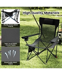 Gymax Camping Lounge Chair w/Detachable Footrest 4-position Backrest Carrying Bag