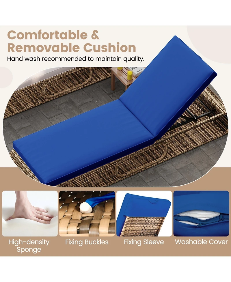 Gymax 2PCS Chaise Lounge Chair w/ Adjustable Backrest Cushion and Storage Outdoor