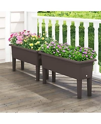 Gymax 2 Pcs Raised Garden Beds with Detachable Legs and Drainage Hole for Vegetables