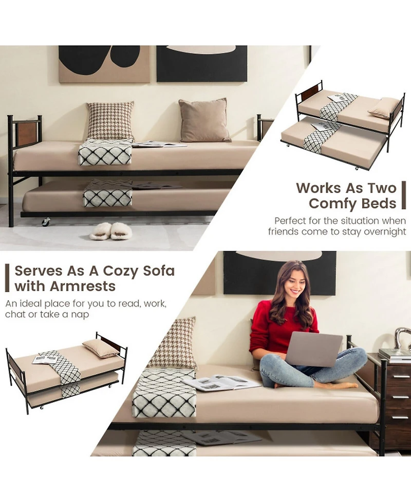 Gouun Metal Daybed with Trundle