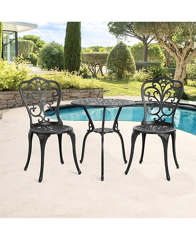 Clihome Patio Bistro Sets 3 Piece Outdoor Cast Aluminum Set