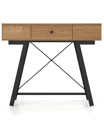 Gouun Flip Top Mirror Vanity Desk with Power Outlets and Storage Compartments