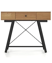 Gouun Flip Top Mirror Vanity Desk with Power Outlets and Storage Compartments