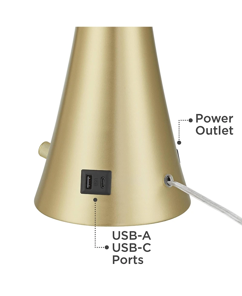 360 Lighting Karl 27 1/2" Tall Modern Table Lamps Set of 2 Full Range Dimmer Usb Port Gold Metal Living Room Charging