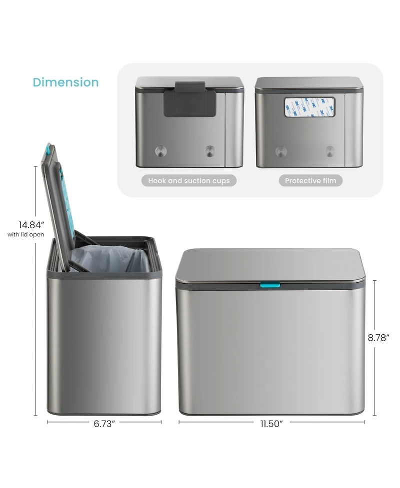 Home Zone Living 1.3 Gallon Stainless Steel Compost Bin with CleanAura Odor Control and Removable Liner