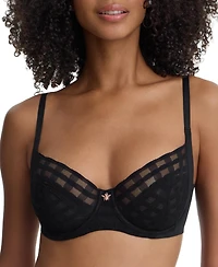 Skarlett Blue Women's Bonbon Full Coverage Gingham Lace Bra