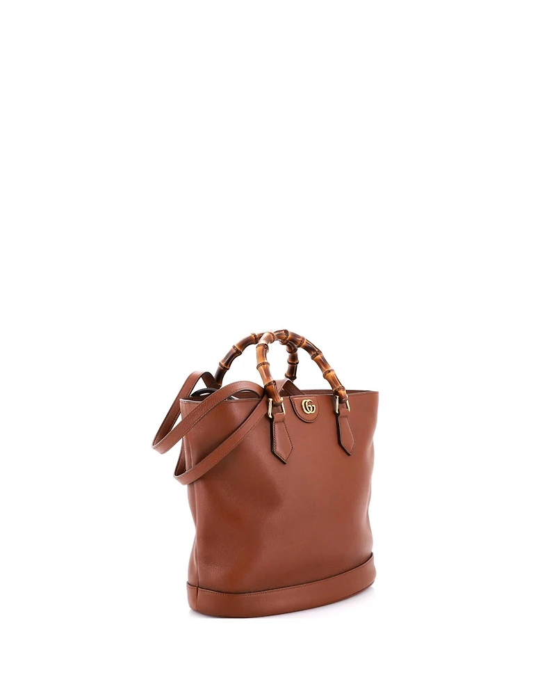 Pre-Owned Gucci Diana Bamboo Handle Round Tote Leather