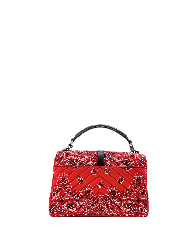 Pre-Owned Saint Laurent Medium Classic Monogram College Bag Matelasse Chevron Bandana Canvas