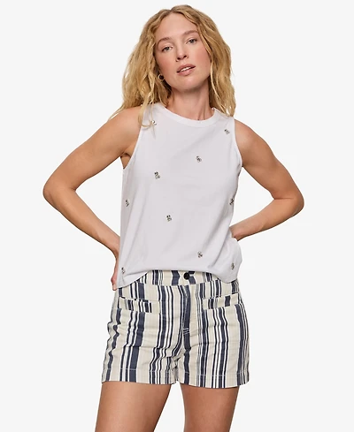 Sanctuary Women's Campari Embellished Crewneck Cotton Tank Top