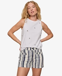 Sanctuary Women's Campari Embellished Crewneck Cotton Tank Top