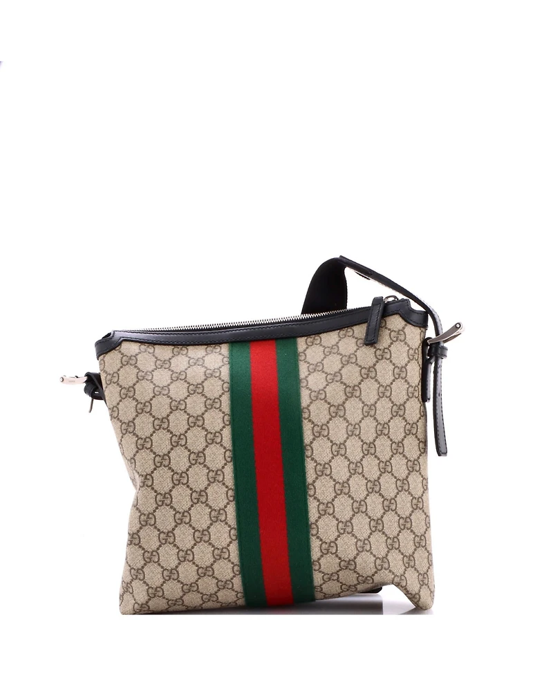 Pre-Owned Gucci Medium Web Messenger Bag Gg Coated Canvas