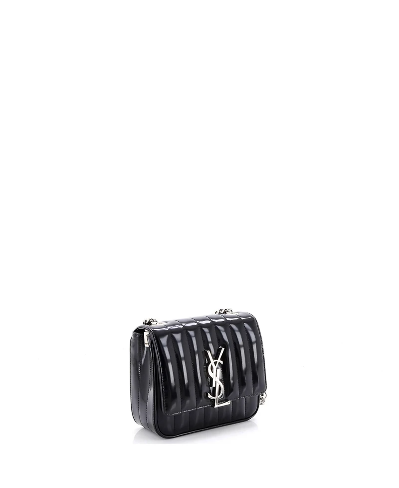Pre-Owned Saint Laurent Small Vicky Crossbody Bag Vertical Quilted Patent