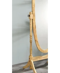 Busdays 59.25" Tall Standing Wooden Floor Mirror with Natural finish, Oval Shape
