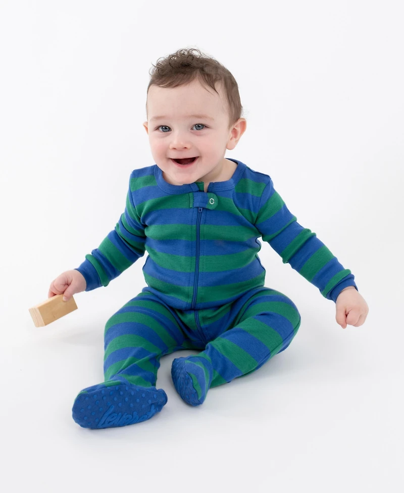 Leveret Toddler Matching Family Footed Cotton Striped Pajamas 2T-5T