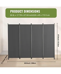 Gouun 4-Panel Freestanding Fabric Room Divider with Metal Frame