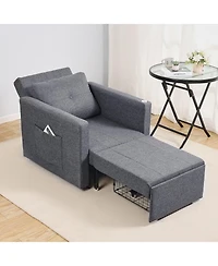 Gouun Convertible Sleeper Sofa Bed with 5 Adjustable Angles, Side Pockets, and Pull-Out Design